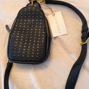 Antik Kraft Black Textured Crossbody Bag